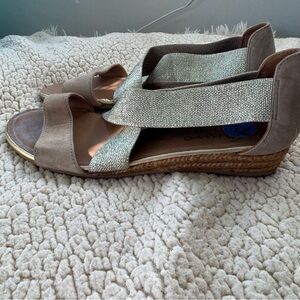 Gaimo Neutral Wedge Espadrille Sandals, made in Spain Sz 38